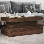 vidaXL Soffbord med LED brun ek 90x50x40 cm
