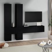 vidaXL Väggmonterat tv-skåp svart konstruerat trä