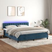 vidaXL Ramsäng med madrass & LED mörkblå 160x200 cm sammet