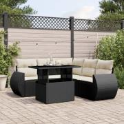 vidaXL Loungegrupp med dynor 6 delar svart konstrotting