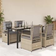 vidaXL Matgrupp för trädgården med dynor 5 delar beige konstrotting