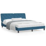 vidaXL Säng med madrass blå 160x200 cm sammet