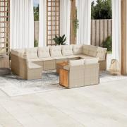 vidaXL Soffgrupp för trädgården med dynor 13 delar beige konstrotting