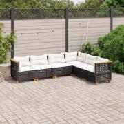 vidaXL Loungegrupp med dynor 6 delar svart konstrotting