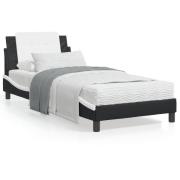vidaXL Säng med madrass svart och vit 90x200 cm konstläder