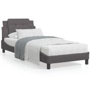 vidaXL Säng med madrass grå 80x200 cm konstläder