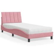 vidaXL Bed with Mattress "Hanko" Pink 80x200 cm Velvet