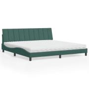 vidaXL Säng med madrass mörkgrön 200x200 cm sammet