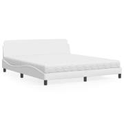 vidaXL Bed with Mattress "Dover" White 180x200 cm Faux Leather