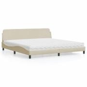 vidaXL Säng med madrass gräddvit 200x200 cm tyg