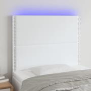 vidaXL Sänggavel LED hvid 100x5x118/128 cm konstläder