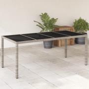 vidaXL Trädgårdsbord med glasskiva ljusgrå 190x90x75 cm konstrotting