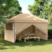 vidaXL Pop-Up hopfällbart partytält med 4 sidoväggar beige