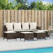 vidaXL Loungegrupp för trädgården med dynor 5 delar brun konstrotting