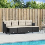 vidaXL Loungegrupp för trädgården med dynor 5 delar svart konstrotting