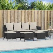 vidaXL Loungegrupp för trädgården med dynor 5 delar svart konstrotting