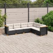 vidaXL Loungegrupp med dynor 6 delar svart konstrotting