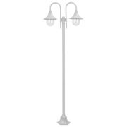 vidaXL Lyktstolpe för trädgård E27 220 cm aluminium 2 lyktor vit