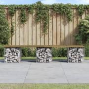 vidaXL Trädgårdsbänk gabion-design 203x44x42 cm tryckimpregnerad furu