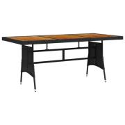 vidaXL Trädgårdsbord svart 160x70x72cm konstrotting massiv akacia