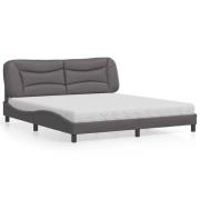 vidaXL Säng med madrass grå 180x200 cm konstläder