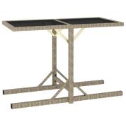 vidaXL Trädgårdsbord beige 110x53x72 cm glas och konstrotting