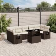vidaXL Loungegrupp för trädgården med dynor 8 delar brun konstrotting