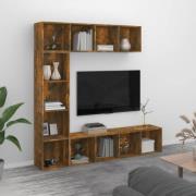 vidaXL Bokhylla/TV-bänk 3 delar set Rökfärgad ek 180x30x180 cm