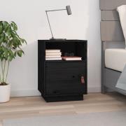 vidaXL Sängbord svart 40x34x55 cm massiv furu