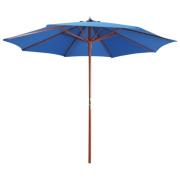 vidaXL Parasoll med trästolpe 300x258 cm blå