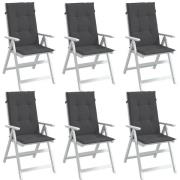 vidaXL Stolsdynor högt ryggstöd 6 st melerad antracit 120x50x4 cm tyg
