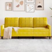 vidaXL 3-sitssoffa gul 180 cm sammet