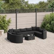 vidaXL Loungegrupp 10 delar med svarta dynor konstrotting
