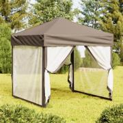 vidaXL Hopfällbart partytält med sidoväggar taupe 2x2 m