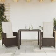 vidaXL Bistrogrupp med dynor 3 delar brun konstrotting