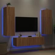 vidaXL Tv-bänk 6 delar LED sonoma-ek konstruerat trä