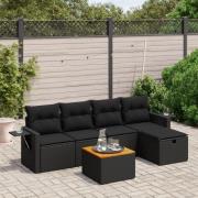 vidaXL Loungegrupp med dynor 6 delar svart konstrotting