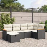 vidaXL Loungegrupp med dynor 6 delar svart konstrotting