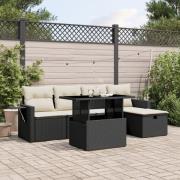 vidaXL Loungegrupp med dynor 6 delar svart konstrotting