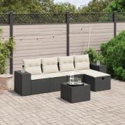 vidaXL Loungegrupp med dynor 6 delar svart konstrotting