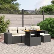 vidaXL Loungegrupp med dynor 6 delar svart konstrotting