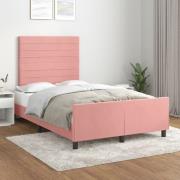 vidaXL sängram utan madrass rosa 120x190 cm sammet