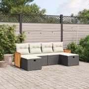 vidaXL Loungegrupp med dynor 6 delar svart konstrotting