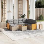 vidaXL Soffgrupp för trädgård med dynor 8 delar mixbeige konstrotting
