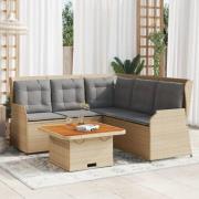vidaXL Loungegrupp för trädgården med dynor 4 delar konstrotting beige