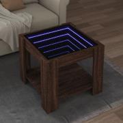 vidaXL Soffbord med LEDs brun ek 53x53x45 cm konstruerat trä