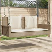 vidaXL Gungbänk med dynor beige 119x56x48 cm konstrotting