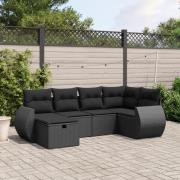 vidaXL Loungegrupp med dynor 6 delar svart konstrotting
