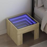 vidaXL Sängbord med Infinity LEDs sonoma-ek 40x40x30 cm
