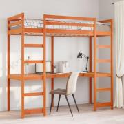 vidaXL Loftsäng utan madrass vaxbrun 75x190 cm massiv furu